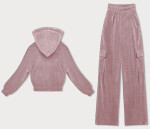 Růžový dámský komplet - mikina a kalhoty typu cargo (AMG-322A) odstíny růžové XL (42)