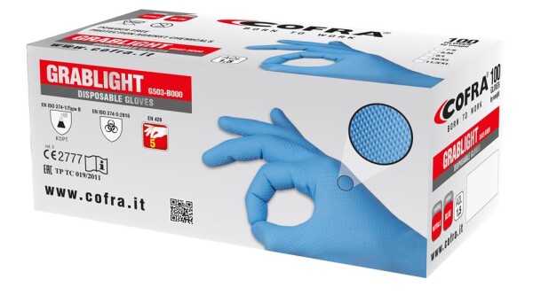 Nitrilové rukavice Cofra GRABLIGHT jednorázové modré velikost 7 G503_B000_Z07-B