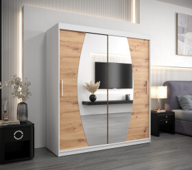 Šatní skříň Abi E0 Barva korpusu: Bílá, Rozměry: 180 cm, Dveře: Dub artisan