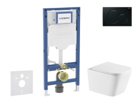 GEBERIT - Duofix Set předstěnové instalace, klozetu Arkas I a sedátka softclose, tlačítko Sigma01, černá SANI11CA5185