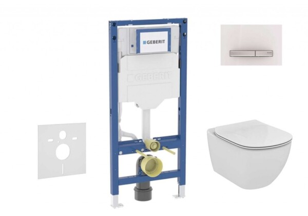 GEBERIT - Duofix Set předstěnové instalace, klozetu Tesi a sedátka softclose, tlačítko Sigma50, alpská bílá SANI11CD3139