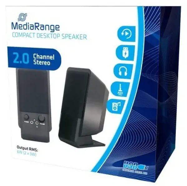 MediaRange MROS352 černá / Reproduktory 2.0 / 6W / USB / 3,5mm (MROS352)