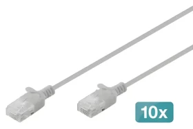 Digitus CAT6 U/UTP Slim 0,3m šedá / Patch kabel / RJ-45 / 250 MHz / 10 ks (DK-1618-003S-10)