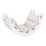 PLUSH NEST PLUSH NEST Dřevěné houpátko Mini 4v1 s lezeckou stěnou, skluzavkou a polštářem (světle béžové / bílé)