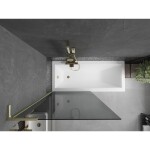MEXEN/S - Next L vanová zástěna FIX 90 x 150, grafit, zlatá kartáčovaná 895-090-000-03-40-55