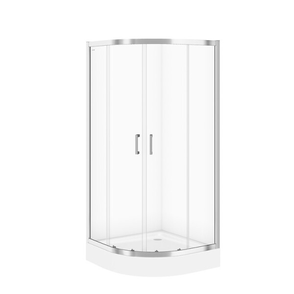 CERSANIT - SET B162 čtvrtkruhový sprchový kou BASIC 90x185, transparent + vanička TAKO 90x16 S601-118