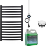CERANO Koupelnový elektrický radiátorový set Paolo - WIFI - 600W - černá matná - 850x550 mm
