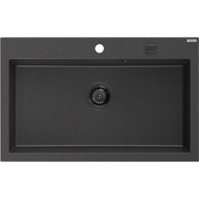 MEXEN/S - Elix granitový dřez 1-miska 800 x 500 mm, černá kropenatá, sifon černá 6527801005-76-B