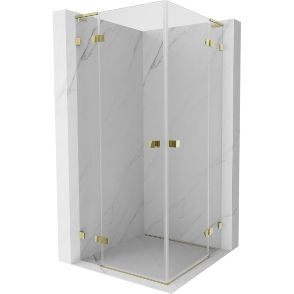 MEXEN/S - Lunar L Duo sprchový kout dveře křídlové 75 x 75, transparent, zlato 834L-075L-075P-50-00