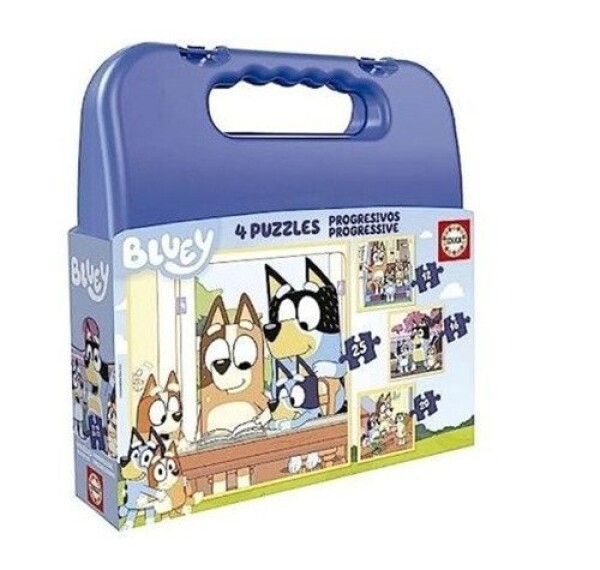 Puzzle v kufříku Bluey 4v1 (12,16,20,25 dílků)