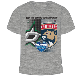 Outerstuff Dětské tričko NHL Global Series 2024 Finland Dallas Stars vs Florida Panthers Match-Up Graphic Tee Velikost: Dětské let)