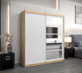 Šatní skříň Abi Ro1 Barva korpusu: Dub Sonoma, Rozměry: 200 cm, Dveře: Bílá