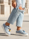 Dámské semišové tenisky s ozdobnou platformou modré FashionStreet ZY1416 38