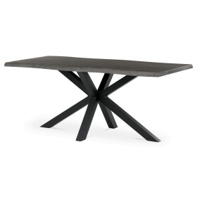 Stůl jídelní, 180x90x75 cm, MDF deska, dekor šedý dub, kovová noha ve tvaru hvězdy, černý lak
