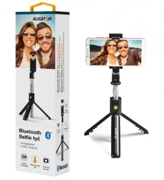 Rozbaleno - Aligator HA12 černá / Držák SELFIE s Bluetooth / tripod / rozbaleno (8595181169346.rozbaleno)