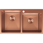 MEXEN - Xorin ocelový dřez 2-bowl 780 x 450 mm, měď 6441782000-65