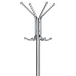 Věšák stojanový, výška 182 cm, kovová konstrukce, lesklý chrom, nosnost 10 kg