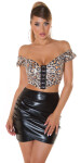 Sexy Koucla faux leather Crop Top Animal Print barva velikost