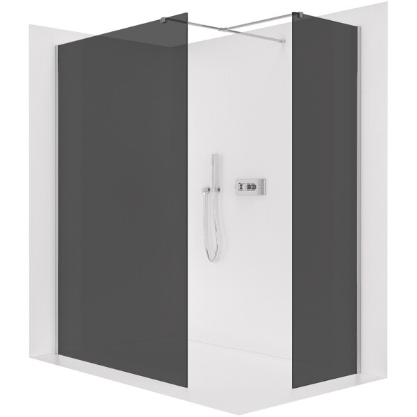 CERANO Sprchová zástěna Walk-in Onyx T L/P - 8 mm - hranatá vzpěra - chrom, grafitové sklo - 40x30x200 cm