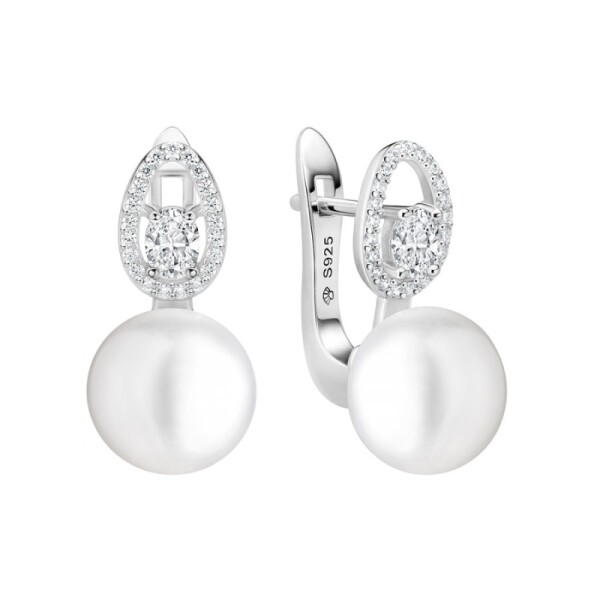 Stříbrné náušnice s bílou 10 mm perlou Noema - stříbro 925/1000, Stříbrná Bílá