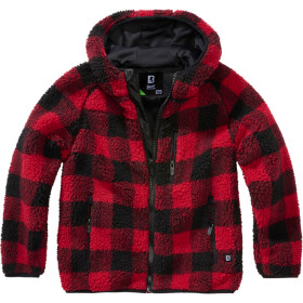 Brandit Bunda dětská Kids Teddyfleece Jacket Hooded červená | černá 122/128