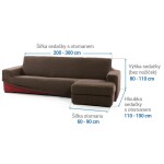 Super strečové potahy NIAGARA tabáková sedačka s otomanem vpravo (š. 200 - 300 cm)