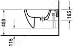 DURAVIT - Happy D.2 Závěsný bidet, 365x540 mm, otvor pro baterii, WonderGliss, bílá 22581500001