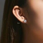 Stříbrné náušnice Ledová růže s čirým krystalem 6/8 mm, Bílá/čirá 8 mm