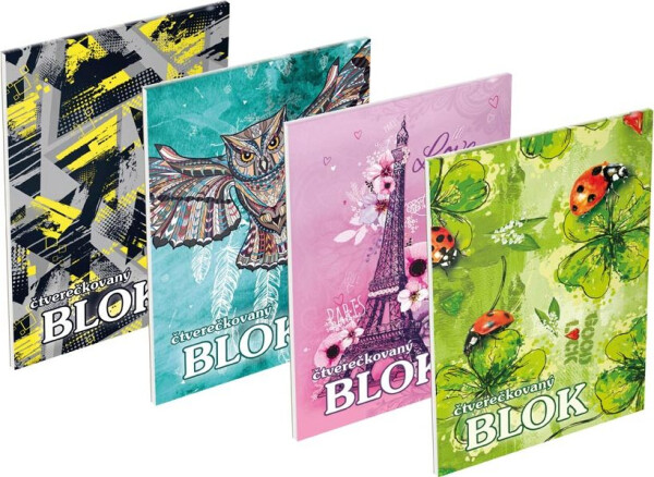 Blok trhací A5 čtverečkovaný, 50 listů mix