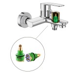 Mereo Vanová nástěnná baterie, Pego, 150 mm, s keramickým přepínačem, bez příslušenství, chrom CB90104P
