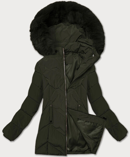 Dámská plus size zimní bunda s kapucí S'west khaki (B8300-11) odstíny zelené 54
