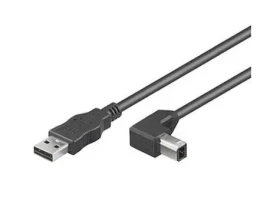 MicroConnect kabel USB2.0 A (M) - USB2.0 B 90° úhel (M) 1m černá / 480Mbit/s (USBAB1ANGLED)