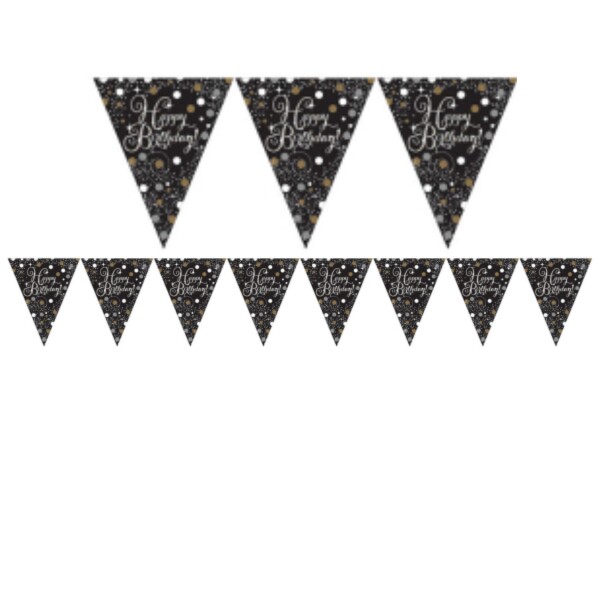 Vlajka šťastné narozeniny zlatá 3,96 m Amscan Vlajka šťastné narozeniny zlatá 3,96 m Amscan