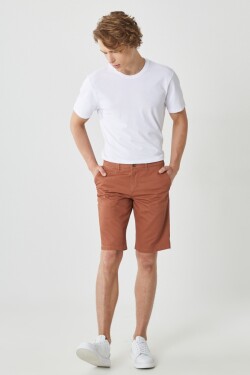 AC&Co / Altınyıldız Classics Men's Brick Slim Fit Narrow Cut Dobby 100% Cotton Casual Chino Shorts