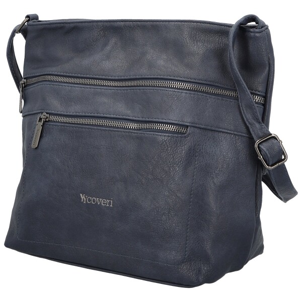 Stylová dámská koženková crossbody kabelka Olbba, tmavě modrá