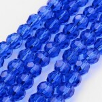 Broušené korálky - průsvitné - tmavě modré - 4 mm - 10 ks