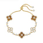 Náramek s tygřím okem a zirkony Dorothée, Hnědá 22 cm