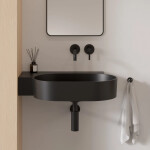 OMNIRES - OVO M+ umyvadlo na desku/závěsné - levé, 64 x 44 cm, black lava mat; OVO645UWLBLV