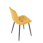 Židle jídelní, žlutá sametová látka, nohy černý kov