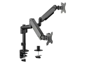 Equip černá / Stolní držák pro 2 monitory / 17-32" / nosnost 9 kg / výškově nastavitelný / VESA 100x100 / 360° (650133)