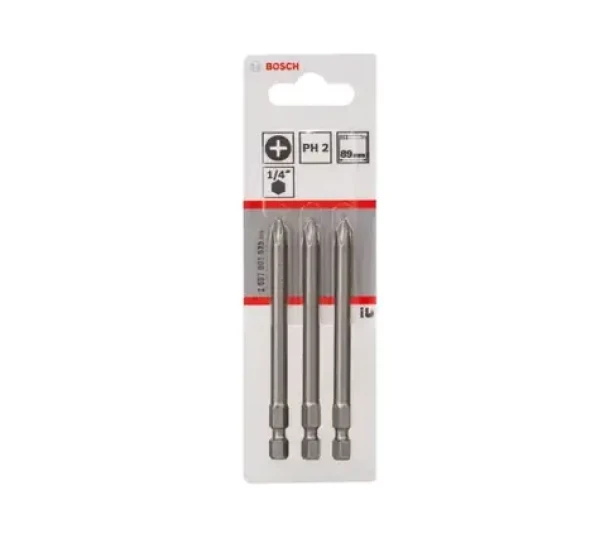 BOSCH 2607001535 / Sada šroubovacích bitů PH2 89 mm (3 ks) / Extra odolné (2607001535)