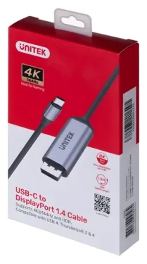 Unitek USB-C na DisplayPort 1.4 / Kabel / 8K 60Hz / HDR / 144Hz / 1,8 m (V1423C)