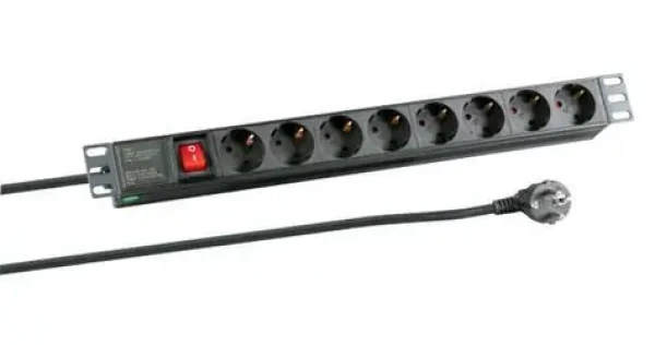 EFB EK631DE.2 černá / PDU / 19" / 1U / 8x zásuvka DE / vypínač / 2 m (ek631de.2)