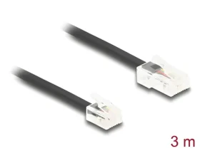 Delock RJ45 - RJ11 černý / Telefonní kabel / Plochý / 3 m (88037)