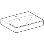 GEBERIT - Smyle Square Umyvadlo 55x44 cm, s přepadem, otvor pro baterii, bílá 500.259.01.1