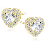 LUNICA Stříbrné náušnice ČIRÉ SRDCE GOLD 0763