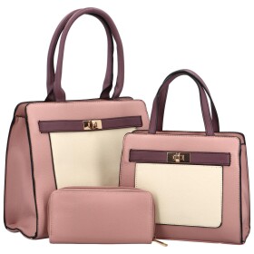 Luxusní sada: Kabelka přes rameno, kabelka do ruky a peněženka Gavrila, růžová