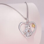 Stříbrný náhrdelník Maminka s dítětem - stříbro 925/1000, srdce, Stříbrná 50 cm + 5 cm (prodloužení)