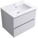 CERANO - Koupelnová skříňka Carole + keramické umyvadlo Todo - bílá matná rýhovaná - 61x50x46,5 CER-008759