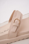 Dámské Pantofle Na Platformě Se Zlatými Sponami Béžové Wernone 40